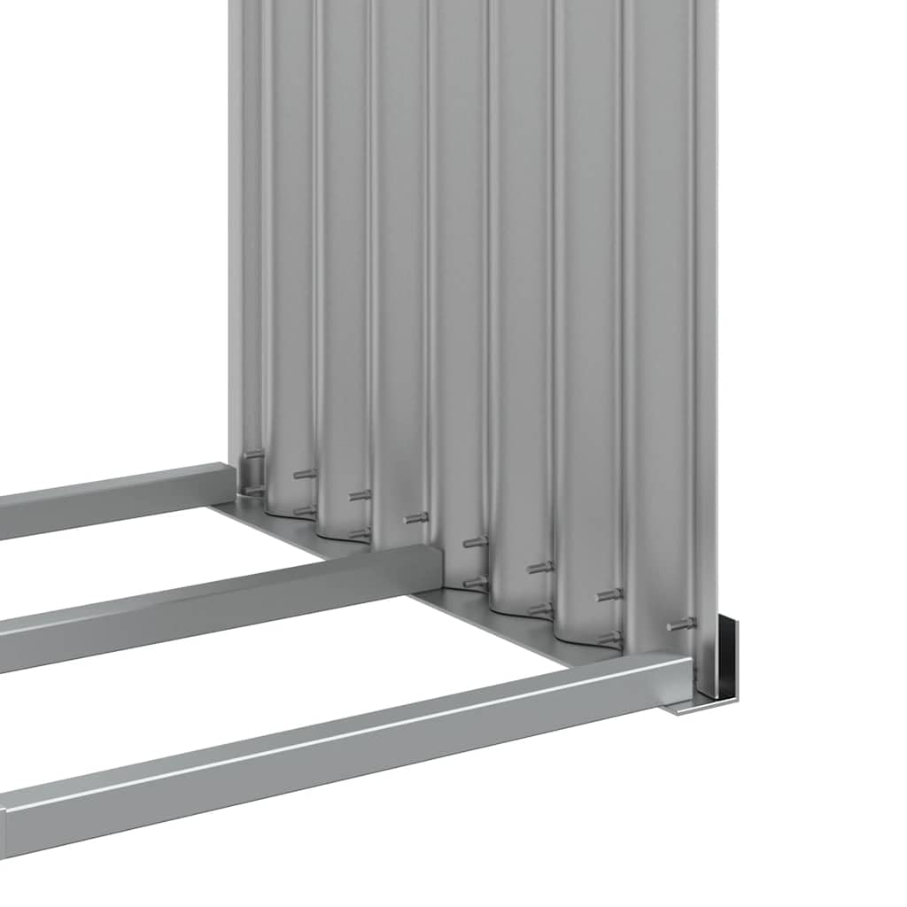 Fengshui Verzinkter Stahl Kaminholzunterstand 120x45x210 cm | Für Brennholz, Belüftung, 2 Wandhaken, Stahlblech, hellgrau