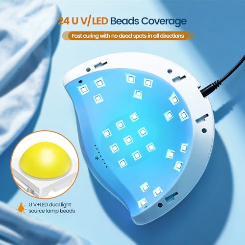 Image of JODSONE U V LED Nail Lamp Blue Gel Polish Nail Dryer with Smart Auto Sensor 4 Timing Modes Fast Curing Suitable for Home and Salon