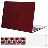 Mosiso Plastic Hard Case with Keyboard Cover with Screen Protector for Macbook 12 Inch, Dark Red