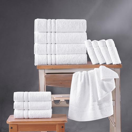 Hawmam Linen SN550BT04 White Bath Towels 4 Pack 27 X 54 Inches 100% Turkish Cotton Soft Lightweight And Highly Absorbent Quick Drying Towels thumb #4