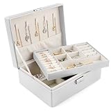 Homeanda Schmuckkästchen Damen Schmuckschatulle mit Schlüssel - Schmuckbox aus Leder...