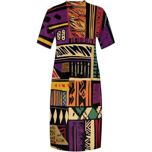 Image of SUZONANA Plus Size Dresses for Curvy Women African Print American Dress Summer Outfits Casual Loose with Pocket