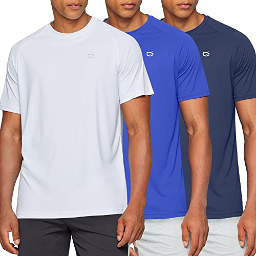Opiniones de Ropa de Atletismo los más recomendados. 50 G Gradual Camiseta de Manga Corta para Hombre, Cuello Redondo, Ligera, para Entrenamiento, atlético, Casual, Paquete de 3: Azul Marino/Azul/Blanco, X-Large