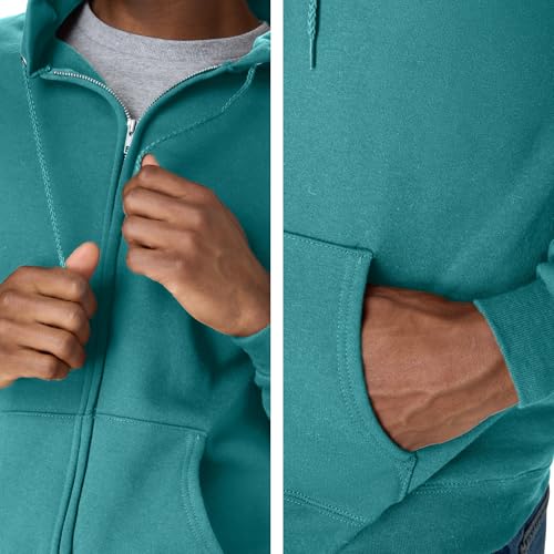 Image of Hanes Men's Zip-up Hoodie, Ecosmart Fleece Full-zip Hoodie for Men, Hooded Sweatshirt