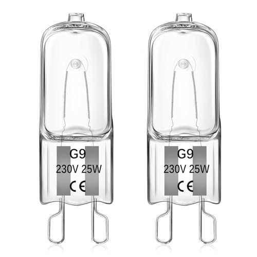 Liuyife 2 Piezas G9 25W Bombilla Halógena Para Horno, Blanco Cálido Regulable 230V 2700K, Resistente Al Calor 300°C Adecuada Para Bombillas De Horno, Hornos Microondas, Lámparas De Mesa