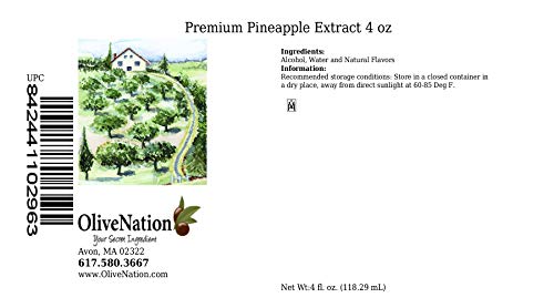 OliveNation Premium Pineapple Extract from Natural Flavors for Baking, Frosting, Beverages, Ice Cream, Non-GMO, Gluten Free, Kosher, Vegan - 4 oz
