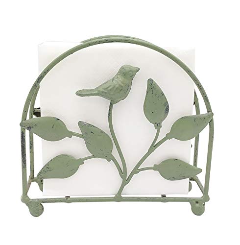 Cast Iron Bird & Tree Classic Napkin Holder/Tabletop Freestanding Tissue Dispenser, Rustic Green #TOP3