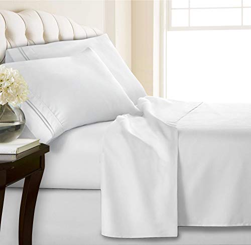 Fbts Basic Bed Sheets Queen White 1800 Luxury Microfiber Sheet Set Adjustable 15 To 18 Inch Mattress Deep Pocket Fitted Sheets For Women Men Bedroom #TOP30