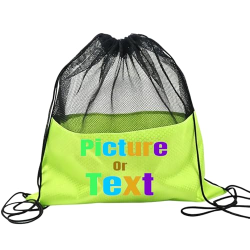 Bolso de cordón personalizado, bolso deportivo personalizado con nombre o logotipo, mochila de cadena de tela de Oxford de gran capacidad - malla ventilada para gimnasio, viajes,todos los días (B)