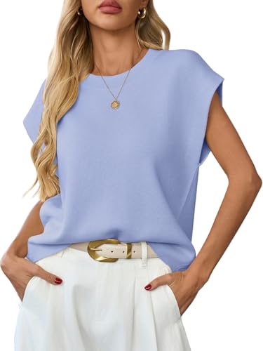 Image of GREAIDEA Womens Sleeveless Sweater Vest Crewneck Cap Sleeve Knit Tops Trendy 2026 Summer Spring Business Casual Shirts