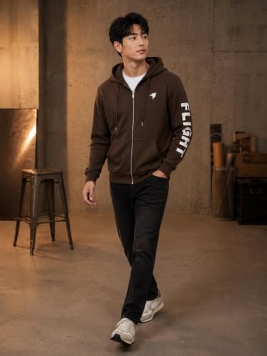 Image of Men's Graphic Zipper Hoodie | Full Sleeve Hooded with Kangaroo Pocket & Drawstring Hood | Casual Regular Fit for Winter, Travel & Everyday Wear