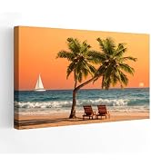 Hoopwarte Ocean Waves Canvas Print, Contemporary Beach Artwork for Living Room and Bedroom, Vibra...