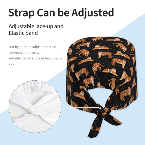 Image of Surgical Caps Men Women, Scrub Cap with Sweatband Adjustable | Tie Back Nurse Cap, Nursing Breathable Working Hat, Scrub Cap, Medical Hats