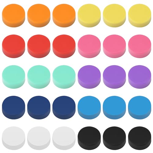 Lot de 30 aimants ronds colorés - 20 mm - Aimants de réfrigérateur pour tableau blanc - 10 couleurs - Petits aimants puissants - Outils généraux pour salle de classe et bureau - Forte attraction pour