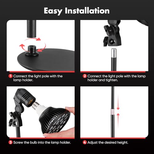 Luqixcey Red Light Lamp with Stand, 9 LEDs 660nm Red and 9 LEDs 850nm Near Infrared, Adjustable Gooseneck and Height, Infrared Lamp Device with Eyes Protection, Eye Protection Goggles - Image 6