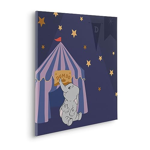 Komar Komar Stretcher Frame Picture Starry Night with Dumbo Size 60 x 60 cm Children's Room Picture Wall Picture Children's Room