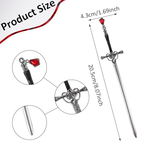 2 PCS Hair Sticks Chinese Sword Chinese Hair Accessories Sticks Simple and Elegant Hair Pins Sticks for Women and Girls Daily Wear Buns with Hair Gems Tassel Sword