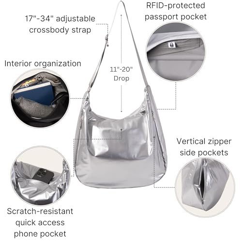 Image of Baggallini Swift Hobo Crossbody Bag for Women - Lightweight 15.7 inchx16 inch Travel Purse Handbag Hobo Bag