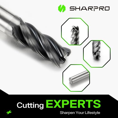 Sharpro SPMS200-4RS-100015 10Mm Shank Carbide Corner Radius End Mill Bit 10Mm Cutting Dia.(R1.5Mm) 4 Flutes Alcrn Coated Metric Cnc Mill Bit thumb #2