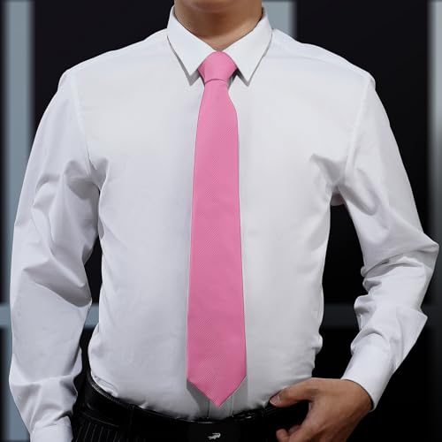 Image of KOOELLE Men's Ties Solid Pure Color Plain Neckties Formal Black Ties For Men