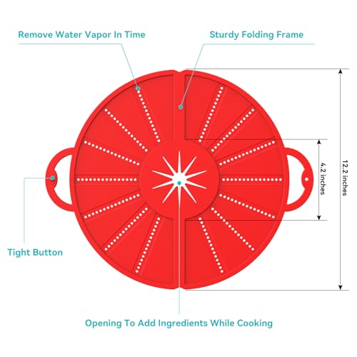 Silicone Splatter Screen for Frying Pan, Foldable Splash Guard, Multi-Use Grease Splatter Guard,Heat-Resistant Trivet Mat, 12