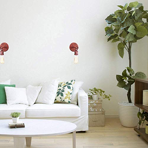Aplique de pared vintage E27 con tubería de agua retro industrial y acabado óxido rojo para bar 6