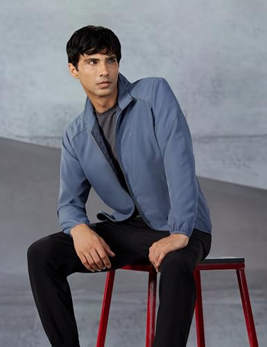 Image of Qube By Fort Collins Men's Polyester Standard Length Regular Fit Windbreaker Jacket - All-Weather & Winter Protection, Lightweight & Windproof