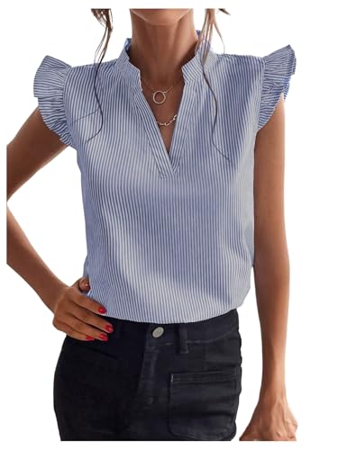 【deres】cotton drape blouse Amazon.com: WDIRARA Women's Striped Ruffle Cap Sleeve