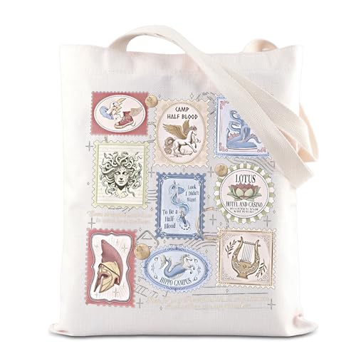 Bolso tote de tela con diseños de mitología griega, ideal para fans de Percy Jackson y los Héroes del Olimpo, regalo para lectores y amantes del cine miniatura 1