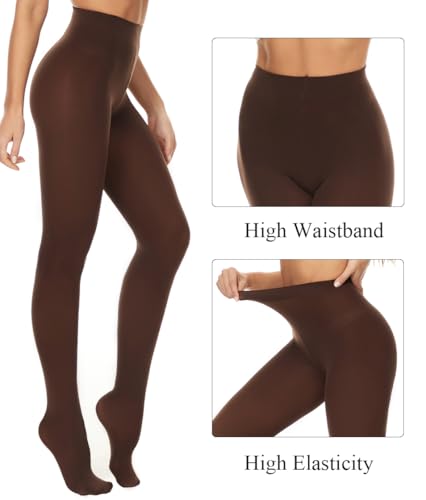 Image of DUCMODA Womens 80 Denier Opaque Tights, Women's Soft Solid Color Footed Pantyhose, High Waist Stocking with 30+ Colors