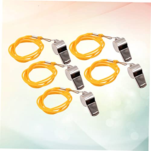 Set de 5 silbatos deportivos de acero inoxidable con cordón miniatura 5
