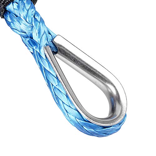 Astra DepotS 1/4" 50ft Winch Extension Synthetic Winch Rope Winch Cable ATV Winch Line with Stainless Steel Thimbles (1PC, Blue)