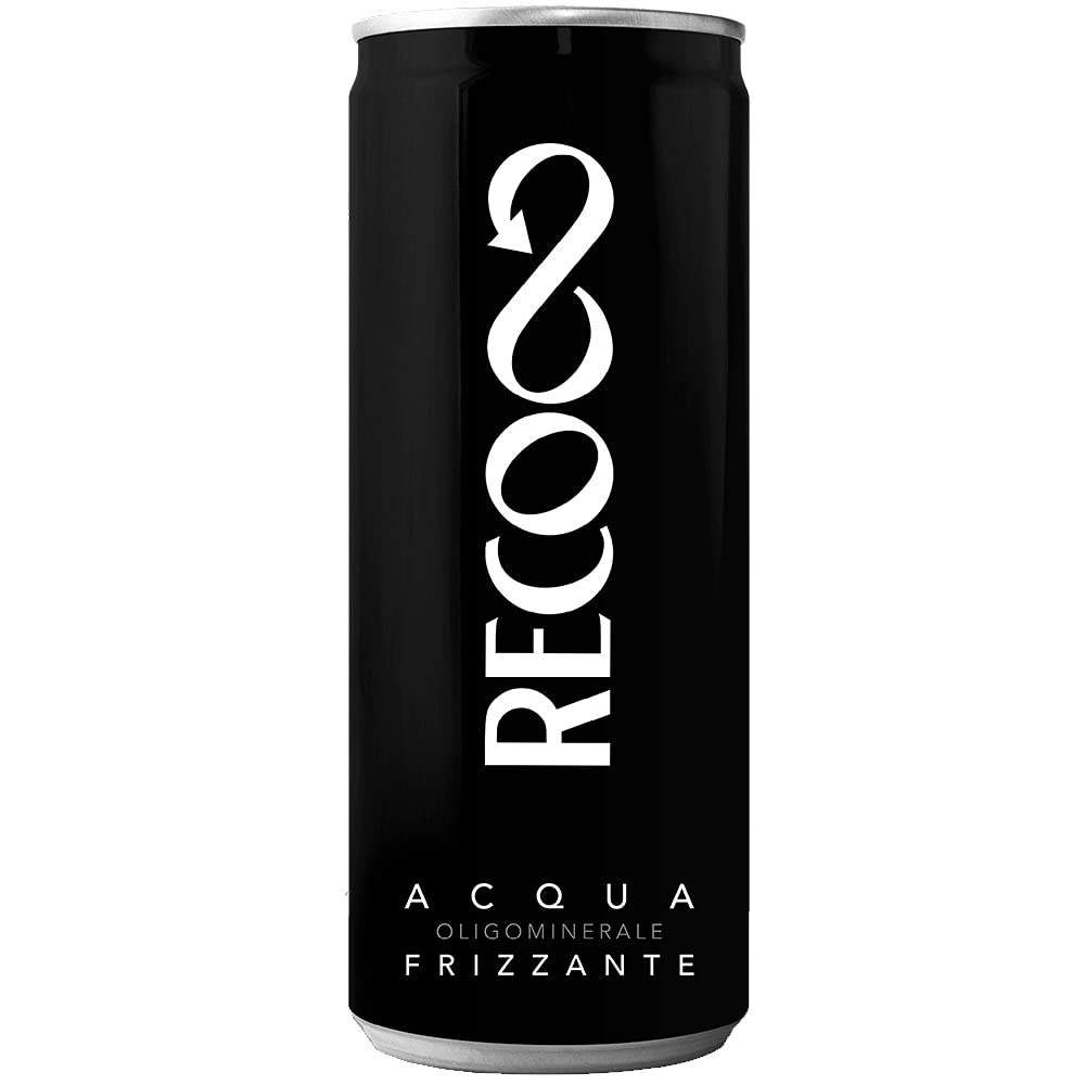 Acqua Minerale Frizzante Recoaro in Lattina | 24 Pezzi da 33 Cl | Plastic Free | Prodotto a Ridotto Impatto Ambientale | Basso Contenuto di Sodio | Appenino Centrale Abruzzese