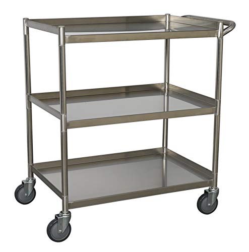 Image of Sealey Cx410Ss Workshop Trolley 3-Level Stainless Steel