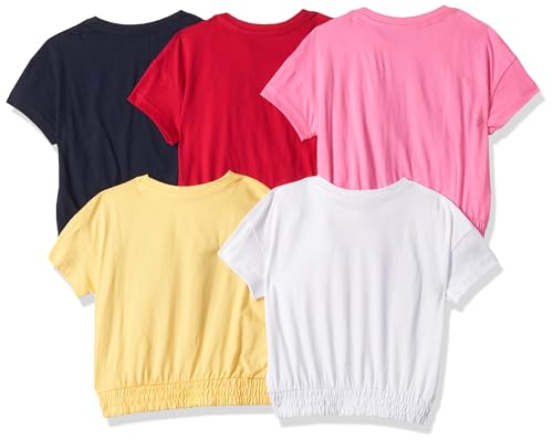 T2F Girls Cotton Printed DropShoulder Oversized Fit T-Shirt (Pack of 5)