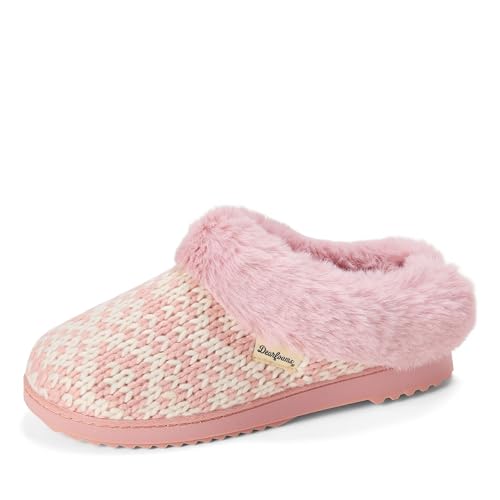 Image of Dearfoams Women's Memory Foam Cozy Soft House Slippers Gifts for Women Hannah Knit Clog House Shoes