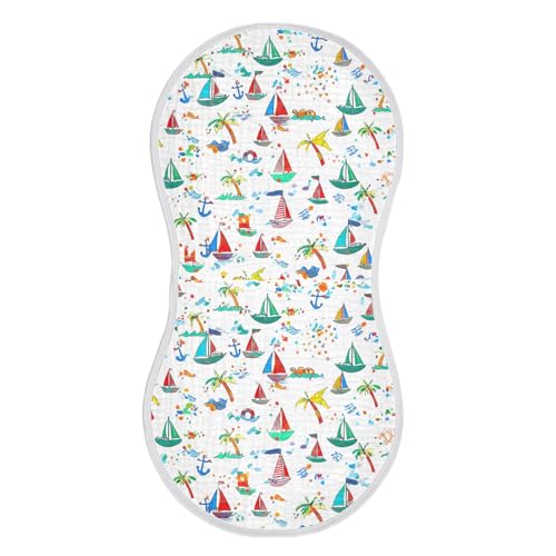 Sailboats Baby Burp Cloths for Boys and Girls, Soft Muslin Spit Up Towels, 22