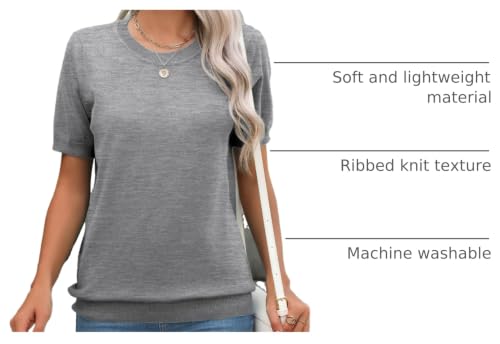 Image of Zeagoo Womens Summer Short Sleeve Tops Crew Neck Lightweight Pullover Sweaters Loose Dressy Casual Blouse Basic Clothes