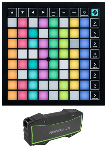 Audiosavings Bundle: Novation Launchpad X Ableton Live MIDI USB Music Production RGB Pad Controller Bundle with Rockville ROCK EVERYWHERE Portable Bluetooth Speaker/Waterproof/Wireless Link (2 Items)