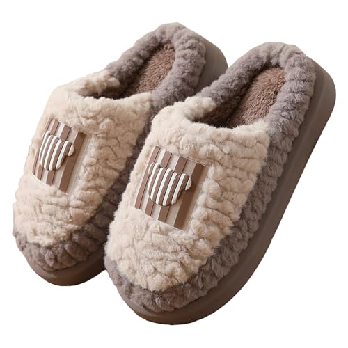 House Slippers for Women Men Plush Warm Fuzzy Slippers Fluffy Platform Non-Slip Bedroom Shoes Indoor Comfort Soft Slip On Memory Foam Cotton Slipper Winter Unisex Adult Home Slides