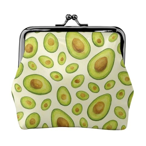 Pu Leather Buckle Coin Purse Watercolor Avocado Girls Kiss-Lock Change Purse Wallets