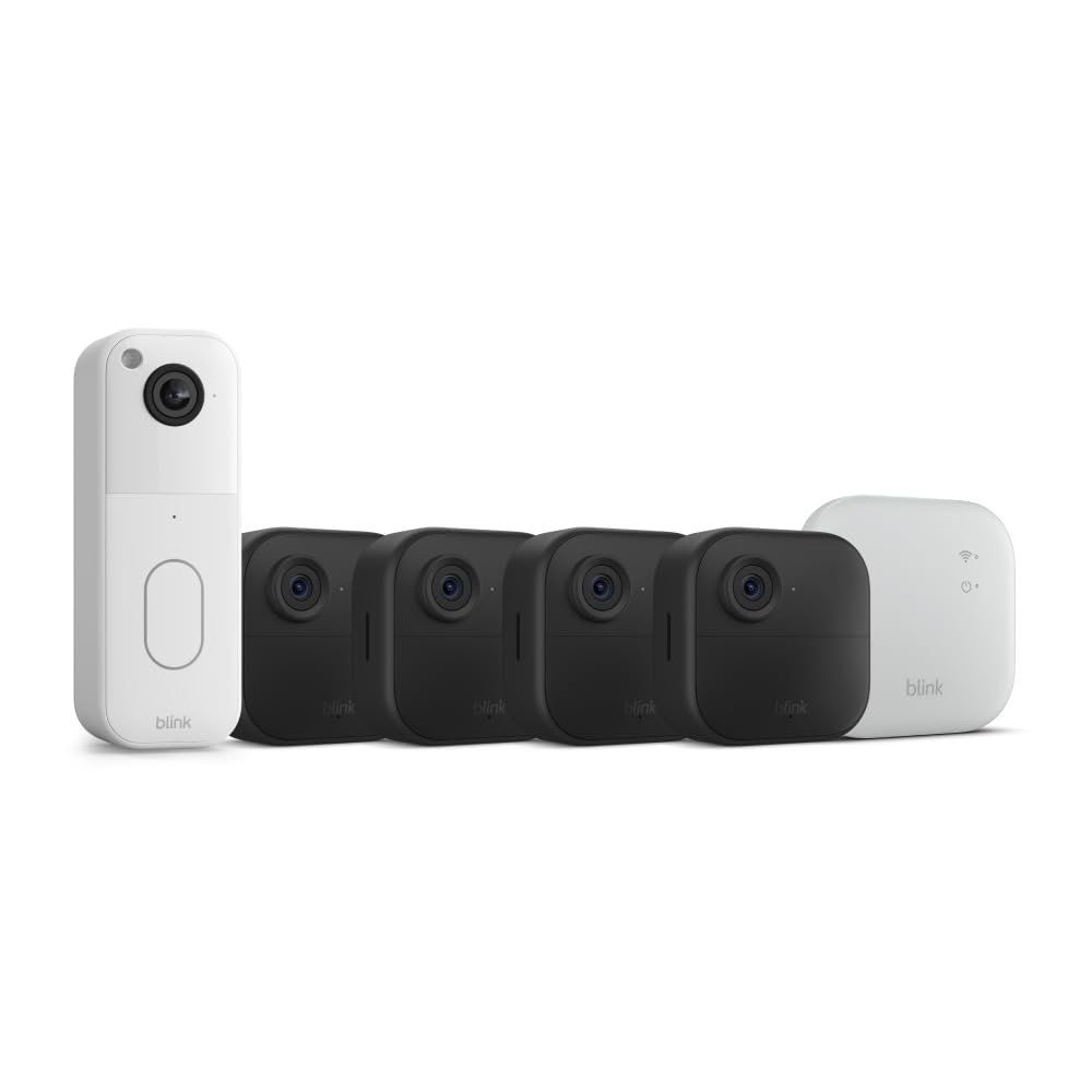 All-new Blink Video Doorbell + Outdoor 4 XR – Wireless smart security cameras, two-year battery life, go up to 400 feet from your home with extended range. Sync Module XR included.