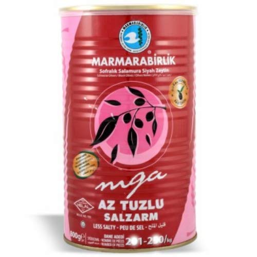 Marmarabirlik, baja sal, aceitunas negras naturales, aztuzlu, turco, lata de 28.22 oz