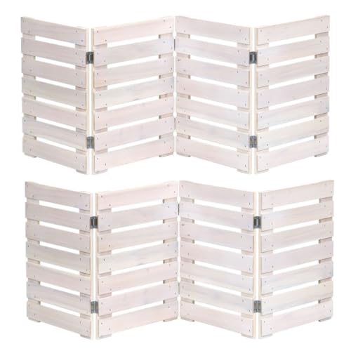 フェンス ミニ 折り畳み 幅120 木製 屋外 柵 庭 目隠し 横ボーダー 2枚組 ホワイト