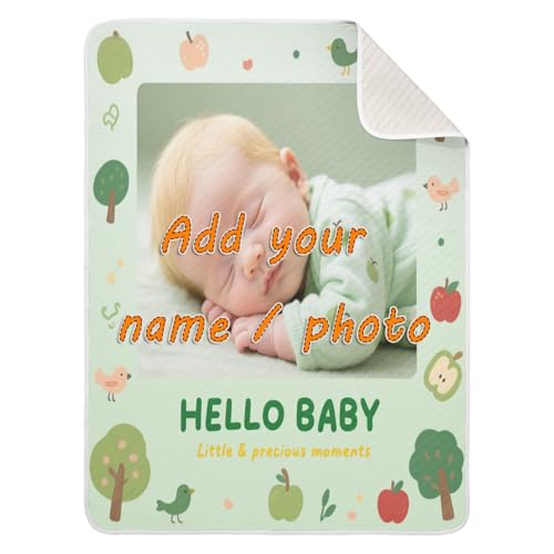 Custom Cute Baby Image Cartoon Fruit Tree Green Baby Swaddle Blanket Cozy Custom Prints Image tag Blankets for Girls or Boys 30x40in Regalos para Bebes recien nacidos