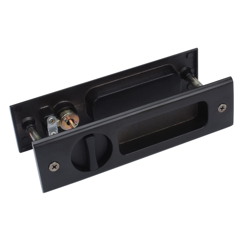 LWZH 6.3" Sliding Barn Door Mortise Latch Black Lock Invisible Recessed