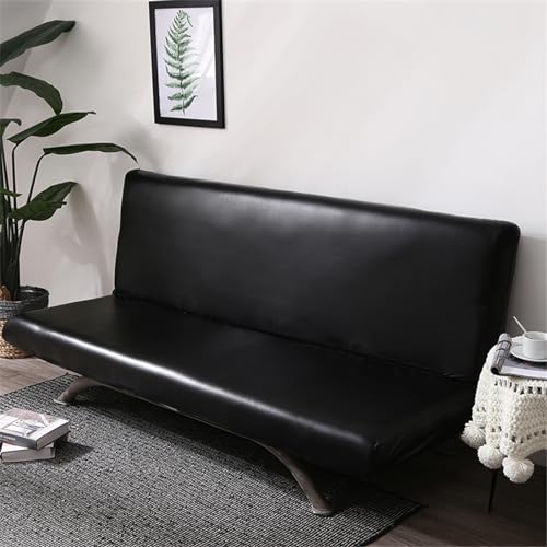 Surwin Housse de Clic Clac Élastique Canapé 2/3 Places Cuir PU Imperméable Housse de Canapé sans Accoudoir Couverture de Canapé-lit Tout Couvert Canapé...