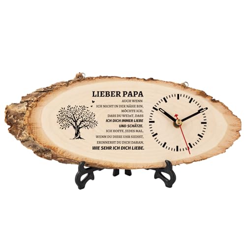 PRSTENLY Papa Geschenk Weihnachten, Geburtstagsgeschenk für Papa Geschenke von Tochter Sohn, Beste Papa Ever Holzuhr Geschenke für Männer, Ruhestand Danke Papa Geschenke Home Decor Vatertagsgeschenk
