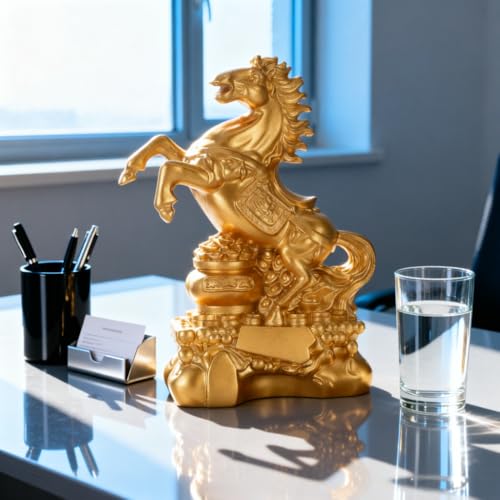 Figura Decorativa de Caballo Dorado para Mesa Feng Shui miniatura 4