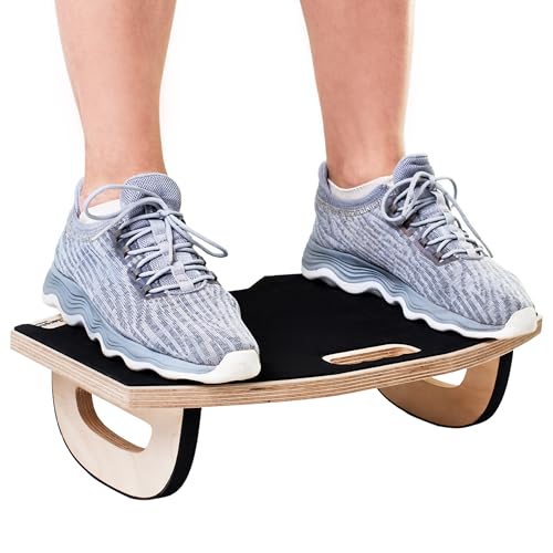 MSZERONE poggiapiede da scrivania in legno – Altalena antiscivolo EVA 3M – Comodo per ufficio e casa